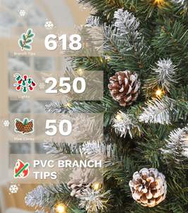 Sapin de Noël artificiel pré-éclairé de 1,80 m, fin, légèrement enneigé, type sapin <span class=keywords><strong>Kingswood</strong></span>, avec 50 cônes de pin, pour la maison et les fêtes - Product Image 5