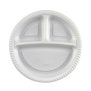 Récipient alimentaire biodégradable 10.25 "plaque PP remplie de minéraux jetables en plastique micro-ondable 3 compartiments emballage pour la fête - Product Image 4