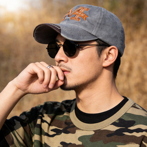 Stylish Embroidered Grey Baseball Cap Washed Distressed Retro Style Unisex Canvas <b>Sunscreen</b> Breathable Windproof Sunshade - Product Image 2