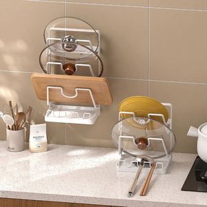 Carbon Steel Wall Door Mounted Pot <b>Pan</b> <b>Lid</b> Holder Stand Organizer Rack for Pots <b>Lids</b> Storage - Product Image 4