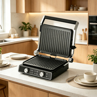 Presse à panini en acier inoxydable 4 tranches, plaque antiadhésive amovible, appareil à sandwich électrique avec ouverture à 90 et 180 degrés