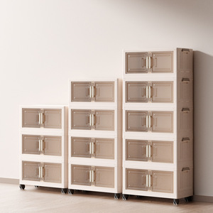 Shuangyi <b>Storage</b> Cabinet 3 Tier <b>Stackable</b> Folding <b>Wardrobe</b> With Doors For Kids Room Organization - Product Image 2