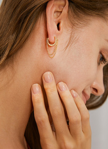 Elegant Luxurious Bling Brass Hoop Earrings Bohemian New Fashion Jewelry Gold Plated Rhodium Zircon Crystal Chains Tassels Party - Product Image 4