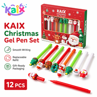 KAIX Schattige Topper OEM Kerst Gelpennen Sets 24 Stuks Gemengde Designs 0.5mm Zwarte Inkt Novelty Gelpennen voor Party Favoren