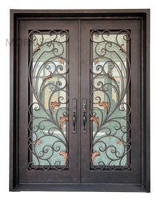 Puerta <span class=keywords><strong>de</strong></span> Hierro forjado principal francés <span class=keywords><strong>de</strong></span> entrada moderna, puerta doble - Product Image 2
