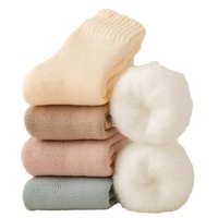 Chaussettes blanches pour femmes, fourniture directe d'usine, en laine mérinos super fine, douces, matelassées, conservant la chaleur