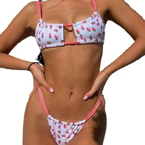 2025 Beach Brazilian Hot Ladies Floral 2 piezas String Bikini Mikro Ekstrim para mujeres Sexy traje de baño fabricante personalizado - Product Image 1