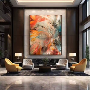 Peinture murale moderne, peinture à l'huile sur toile abstraite texturée 3D de luxe, peinte à la main - Product Image 4