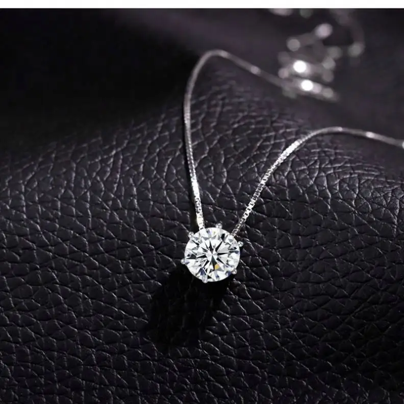 Корейский Блестящие ювелирные изделия 925 стерлингового серебра в виде кристаллов, покрытых серебром ожерелье геометрической формы кубического циркония ожерелье с круглой подвеской для женщин