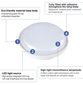 โคมไฟ LED รูปไข่24W IP65ผนังกันน้ำมีคุณสมบัติกันความชื้นวัสดุ PC - Product Image 3
