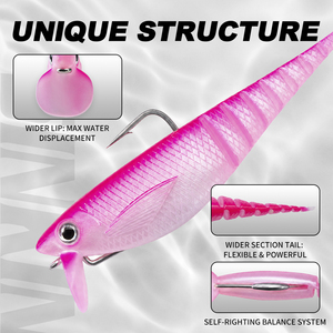 Señuelo de Pesca Ajustable Tipo Minnow de Doble Ala, 100mm, 10g, 3.94 Pulgadas, con Anzuelos Pre-ensartados, Anzuelo Crank, Cebo Suave de PVC para Pesca en Agua Salada - Product Image 4