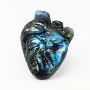 Cœur anatomique sculpté en labradorite naturelle - Cœur humain/Cœur de cristal - reiki/chakra/énergie guérisseuse - 840 g et 4,5 pouces - Product Image 2