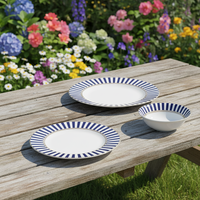 Service de table de luxe en porcelaine fine 24 pièces avec décor doré / Service de table pour 6 personnes à motif paysager certifié CE, cadeaux d'affaires