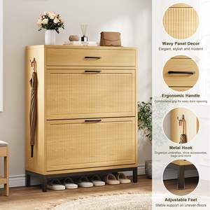 Шкаф для хранения обуви Sunrise для входа, шкаф для обуви Boho с 2 откидными ящиками, скрытый узкий шкаф для обуви - Product Image 4