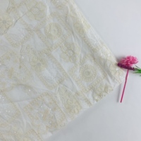 Tissu en maille perlée de luxe pour mariée, brodé à la main, style uni, 100 % polyester, pour fêtes de filles