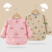 Nouveauté Échantillons Gratuits Bavoir Bébé Unisexe Personnalisé à Manches Longues Imperméable en Polyester/EVA Lavable avec Fermeture à Lacets et Poche Plissée