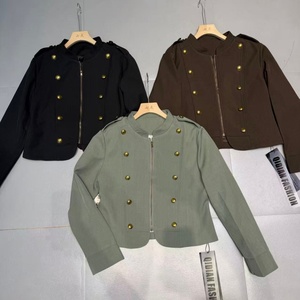 <strong>Women's</strong> <strong>Blazer</strong> Cropped Double Breasted Gold Button Casual Outerwear High Waist Cropped Jacket - Product Image 6