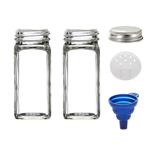 Vente en gros Bouteilles d'assaisonnement vides en verre carré transparent de 4oz 120ml Pots à épices avec couvercles shaker - Product Image 2