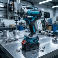 Llave de Impacto Inalámbrica sin Escobillas de Alto Torque, Llave Eléctrica Profesional de 1/2 Pulgada para Reparación de Automóviles