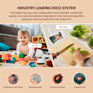 720P HD อุณหภูมิหน้าจอ5นิ้วพร้อมระบบตรวจจับเสียงร้องไห้เสียงคุยกันสองทาง2.4G กล้องติดตามเด็กทารกไร้สายพร้อมแอป - Product Image 6