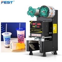 Machine de scellage automatique de gobelets à bulles FEST, scelleuse électrique à film en rouleau pour les magasins de thé au lait, de café, de jus et de boissons