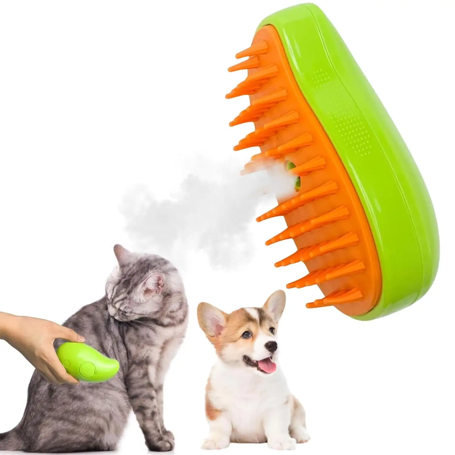 Escova para animais de estimação, para remover pelos emaranhados e soltos, escova a vapor para massagem e autolimpeza, escova para acasalar gatos