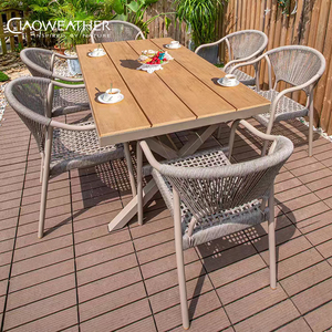 Set da Pranzo Moderno da Giardino in Wicker <span class=keywords><strong>e</strong></span> Rattan PE per Patio <span class=keywords><strong>e</strong></span> Ristorante con <span class=keywords><strong>Tavoli</strong></span> <span class=keywords><strong>e</strong></span> <span class=keywords><strong>Sedie</strong></span> in <span class=keywords><strong>Alluminio</strong></span> per Caffetteria all'Aperto - Product Image 2