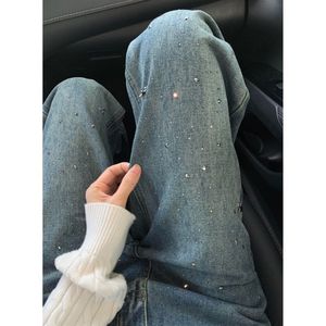 Jean large taille haute coupe droite orné de strass pour femme – Tendance - Product Image 2