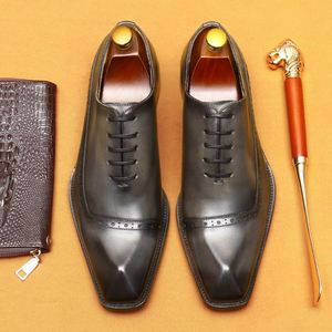 Chaussures habillées Oxford Brogue en cuir véritable pour hommes – Idéales pour le bureau, les affaires, les mariages et les soirées – Antidérapantes, confortables et respirantes - Product Image 1