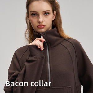Conjunto Deportivo Lu con Forro Polar, Sudadera con Cierre y Cuello Alto, Chaqueta de Algodón, Pantalones de <span class=keywords><strong>Yoga</strong></span> Anchos con Cordón, Conjunto de 2 Piezas - Product Image 2