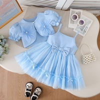 Robe de princesse douce pour bébé fille, style printemps, avec nœud + manteau court à fleurs en relief, respirant