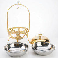 Plat de service de luxe en acier inoxydable doré 8L pour traiteur, chauffe-plat de buffet avec couvercle suspendu pour restaurant, hôtel, mariage, fête