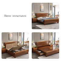 Meubles de chambre à coucher en bois massif de noyer Offre Spéciale Ensemble de lit double avec rangement multifonctionnel au design traditionnel