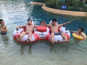 Double <strong>River</strong> <strong>Run</strong> 1-Person <strong>Inflatable</strong> <strong>Floating</strong> Water Lounge Tube Orange Blue 76&quot;*48&quot; - Product Image 3
