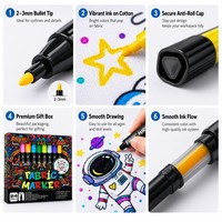 Ensemble de marqueurs textiles permanents lavables, stylos textiles anti-décoloration pour tissus en coton, t-shirts, baskets, fournitures d'art DIY, 12, 24, 36 couleurs