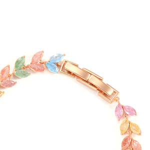 Collar de circonita colorida con forma de planta, engaste de aleación de cobre, joyería de fiesta, accesorio de moda para mujer - Product Image 4