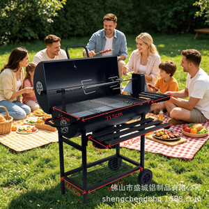 Barbecue au charbon de bois 71 cm avec moteur électrique et rôtissoire pour le camping en plein air et l'usage domestique - Product Image 3