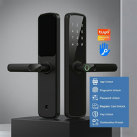 Serrure intelligente pas chère, Wifi, application Tuya Ttlock, contrôle biométrique par empreinte digitale, poignée intelligente pour porte de maison, avec port d'alimentation USB d'urgence