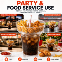 Gobelet jetable personnalisé en PP pour fêtes, combo collation et boisson froide avec plateau à frites, gobelet 2-en-1 en plastique pour collation et boisson