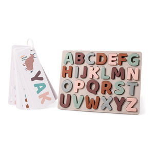 Rompecabezas de letras del alfabeto de silicona con 26 piezas de tarjetas flash educativas para niños Juguetes Educativos de aprendizaje preescolar - Product Image 3