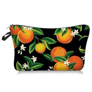 Fashionable Fruit Orange Series Cosmetic Bag Handheld Zipper Portable Travel Wash <b>Storage</b> Made Polyester <b>Makeup</b>,Dumpling Carrier - Product Image 3