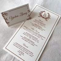 Menu de mariage et marque-place personnalisés imprimés avec papier offset et pinces métalliques - Cartes de table de mariage élégantes