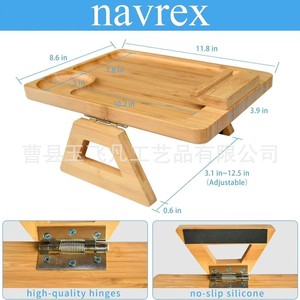 Plateau d'accoudoir de canapé en bambou 30 cm avec porte-gobelet pour mobilier de salon - Product Image 5