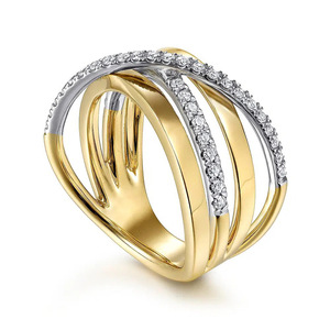 Anello a due toni X Crossover da donna, gioiello minimalista alla moda - Product Image 3