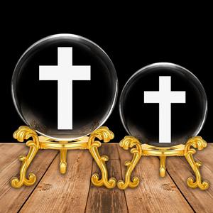 Figurine en cristal gravée au laser 3D, main tenant une croix, avec support, objet de collection chrétien pour la prière en église, cadeaux religieux - Product Image 6