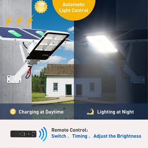Lampadaire solaire LED IP65 5000K lumière du jour, montage mural, télécommande, cellule solaire Poly-Si, certifié CE, garantie 10 ans, 144 faisceaux - Product Image 3