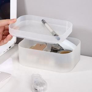 Organizador de oficina para el hogar de PP resistente al agua, caja de almacenamiento de escritorio multiusos, tapa, bolígrafo de plástico apilable rectangular, soporte para cuaderno - Product Image 5