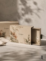 Boîte en papier kraft écologique et recyclable avec décoration florale, boîte à tiroir, logo personnalisé, fournisseur et fabricant d'emballages haut de gamme