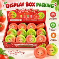 Jouet anti-stress en PU en forme de tomate mignon, à presser, avec rebond rapide, boîte de présentation, couleurs assorties, pour les enfants de 5 à 7 ans