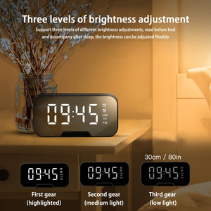 Đồng hồ kỹ thuật số đa chức năng tích hợp radio FM, khe cắm thẻ nhớ TF, gương, đồng hồ để bàn không dây, loa <span class=keywords><strong>Bluetooth</strong></span> - Product Image 3